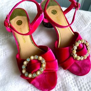 Velvet Block Heel Sandal